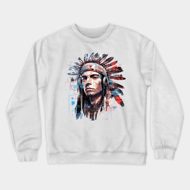 American Native Indian Brave Warrior Inspiration People Abstract Crewneck Sweatshirt by Cubebox